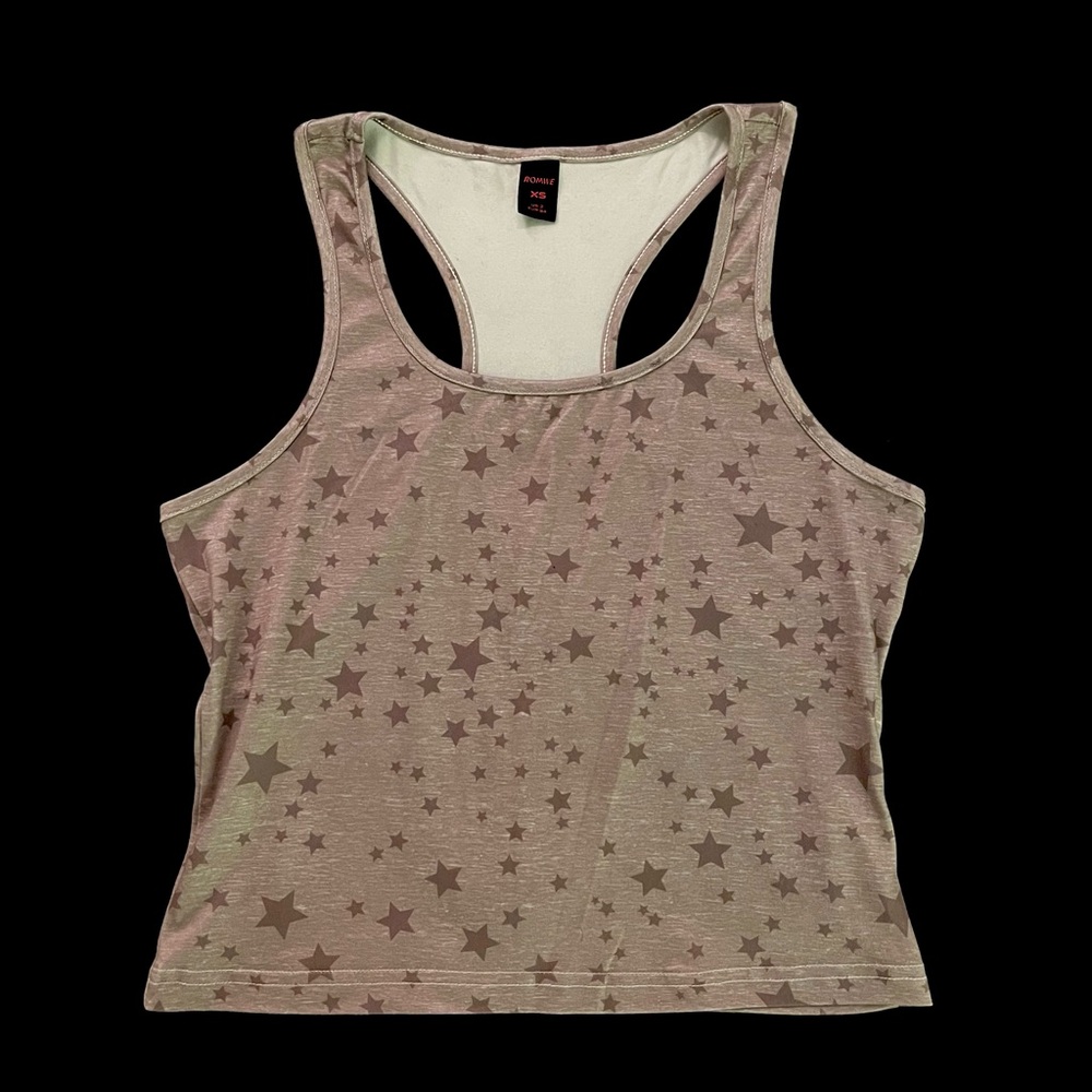 Cream and Brown Fitted Sleeveless Crop Tank Top